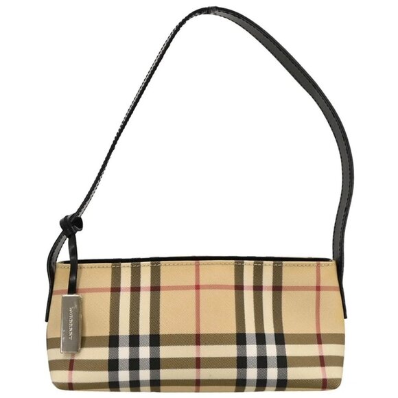 Burberry Beige Black PVC Burberry Check Handbag - Picture 1 of 12